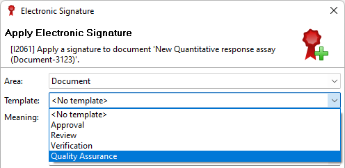 Additional template for application of electronic signatures