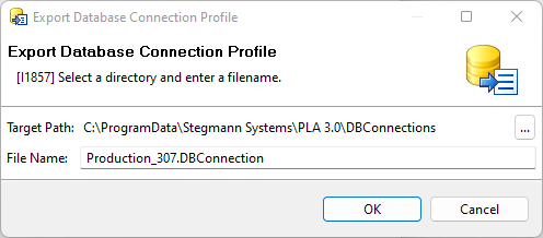 Export a database connection profile