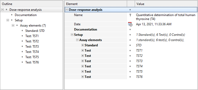 Content editor of a Dose-response analysis document with hidden sections